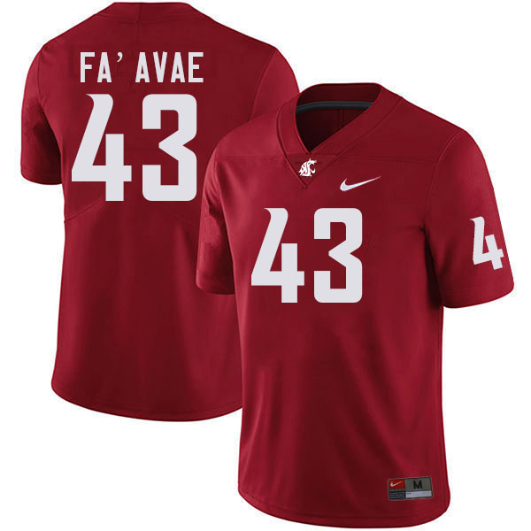 Men #43 Tai Fa'avae Washington State Cougars College Football Jerseys Stitched-Crimson